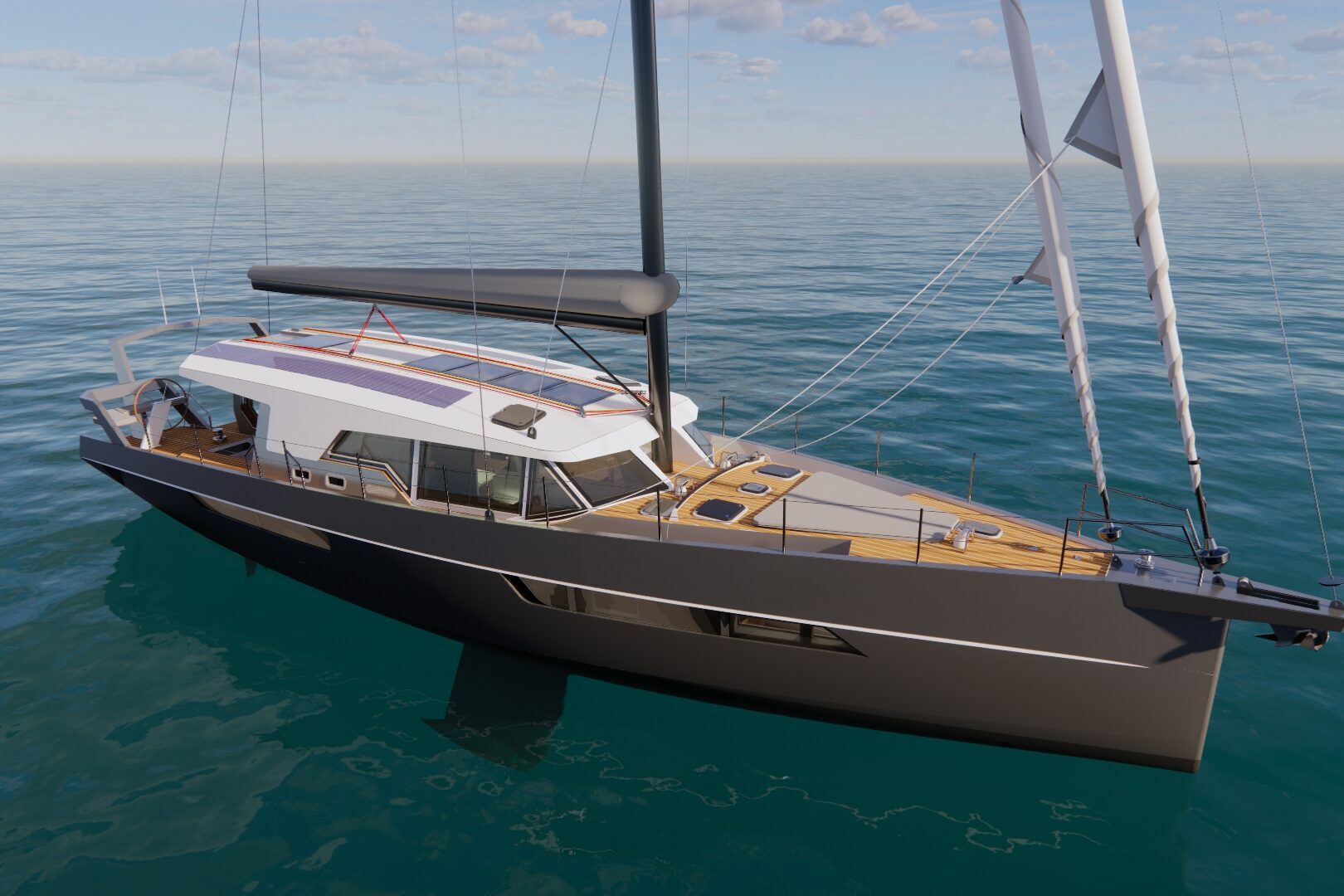 Ogham Yachts voilier aluminium modèle série OGHAM 54 vue en 3D