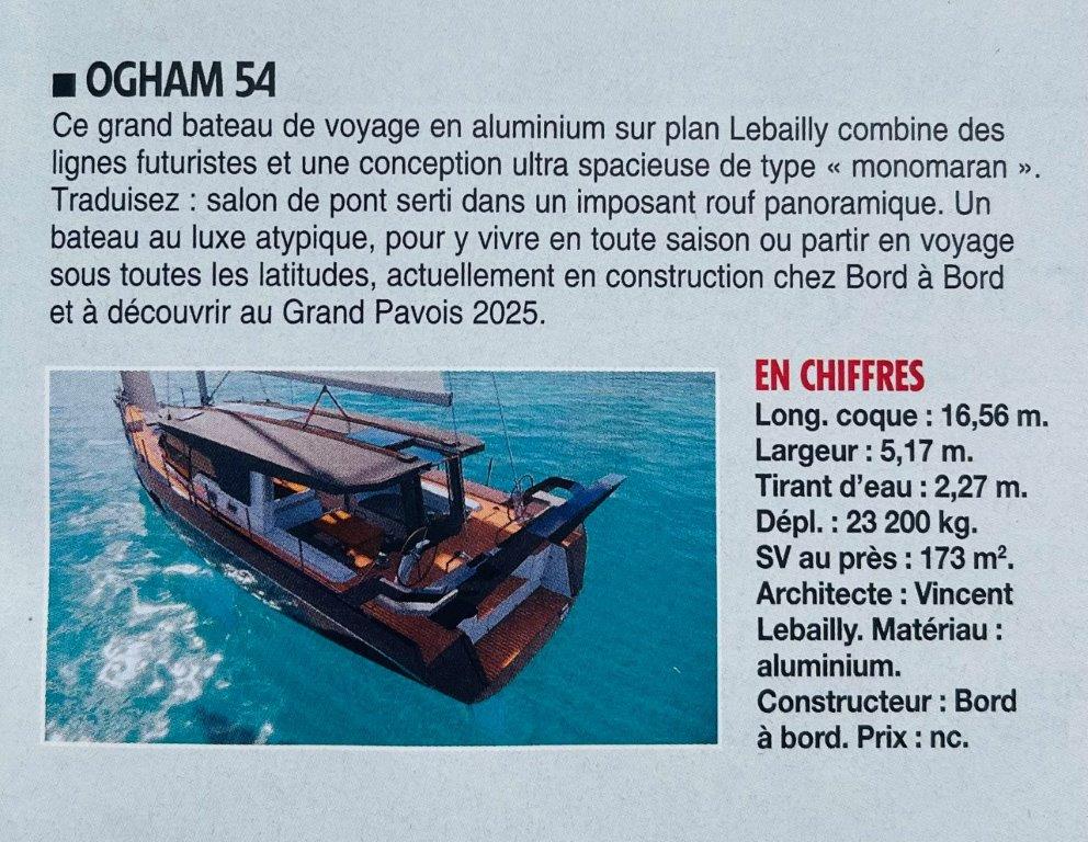Article de Voiles Magazine expliquant les grands lignes du nouveau Voilier Ogham 54