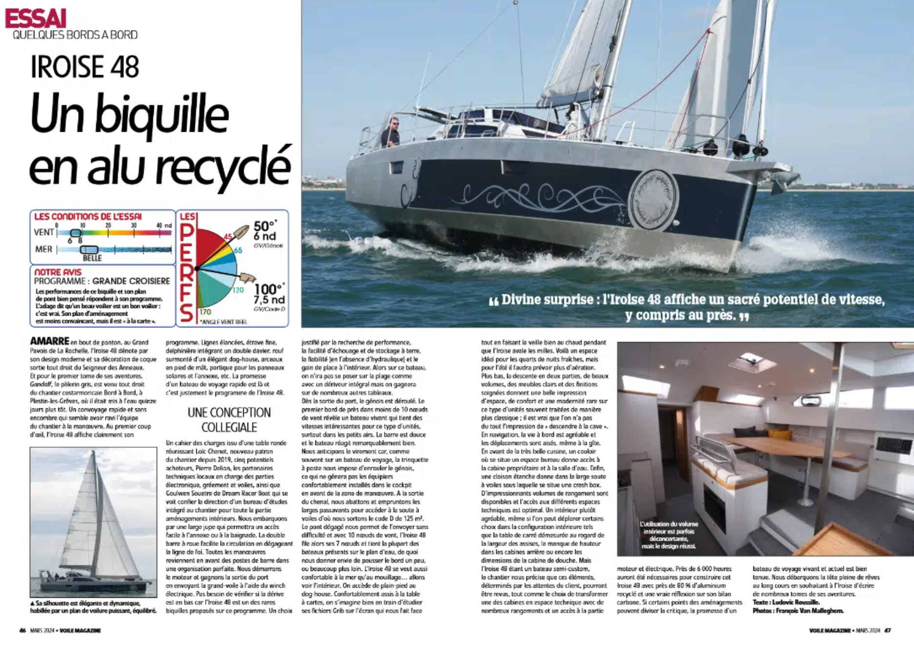 Article de journal parlant de l'essai en mer de l'ironise 48