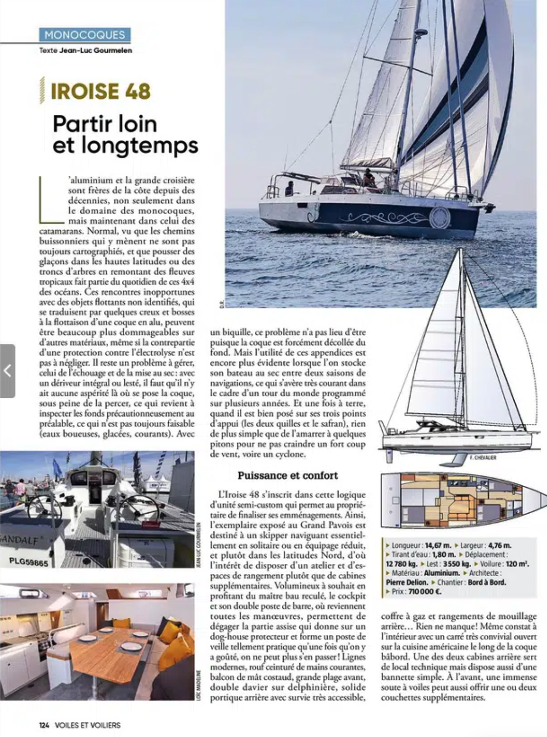 L'article du magazine voiles et voiliers montrant les détails de l'Iroise