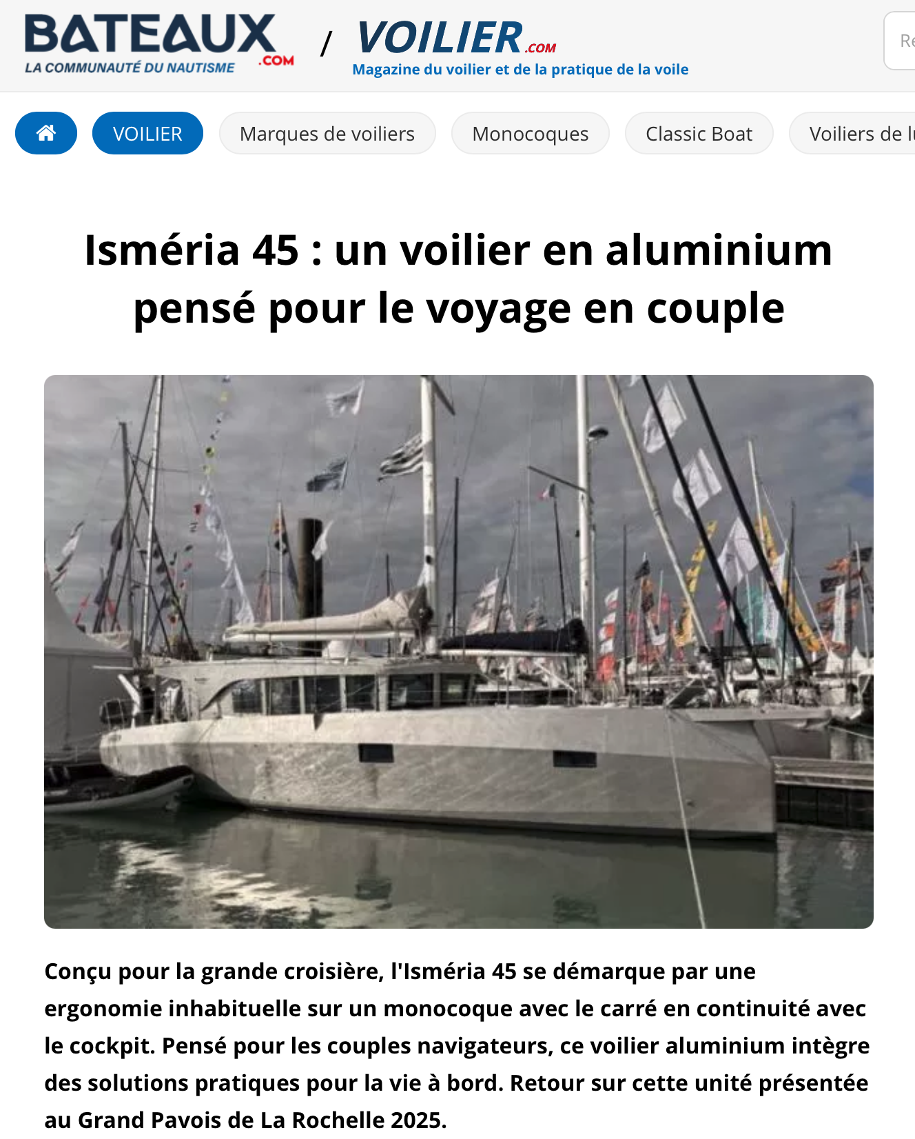 Isméria 45 au grand pavois La Rochelle